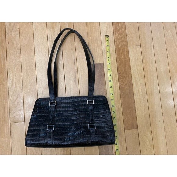 Vintage Eitenne Aigner Leather Croc Pattern Snap Closure Black Classic - Picture 16 of 16
